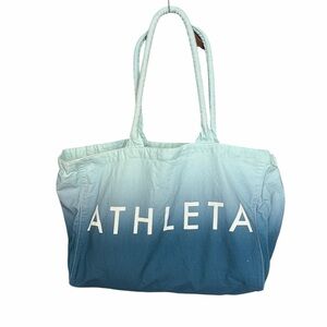 Athleta dip dye blue ombré tote bag travel overnight gym work lightweight cotton